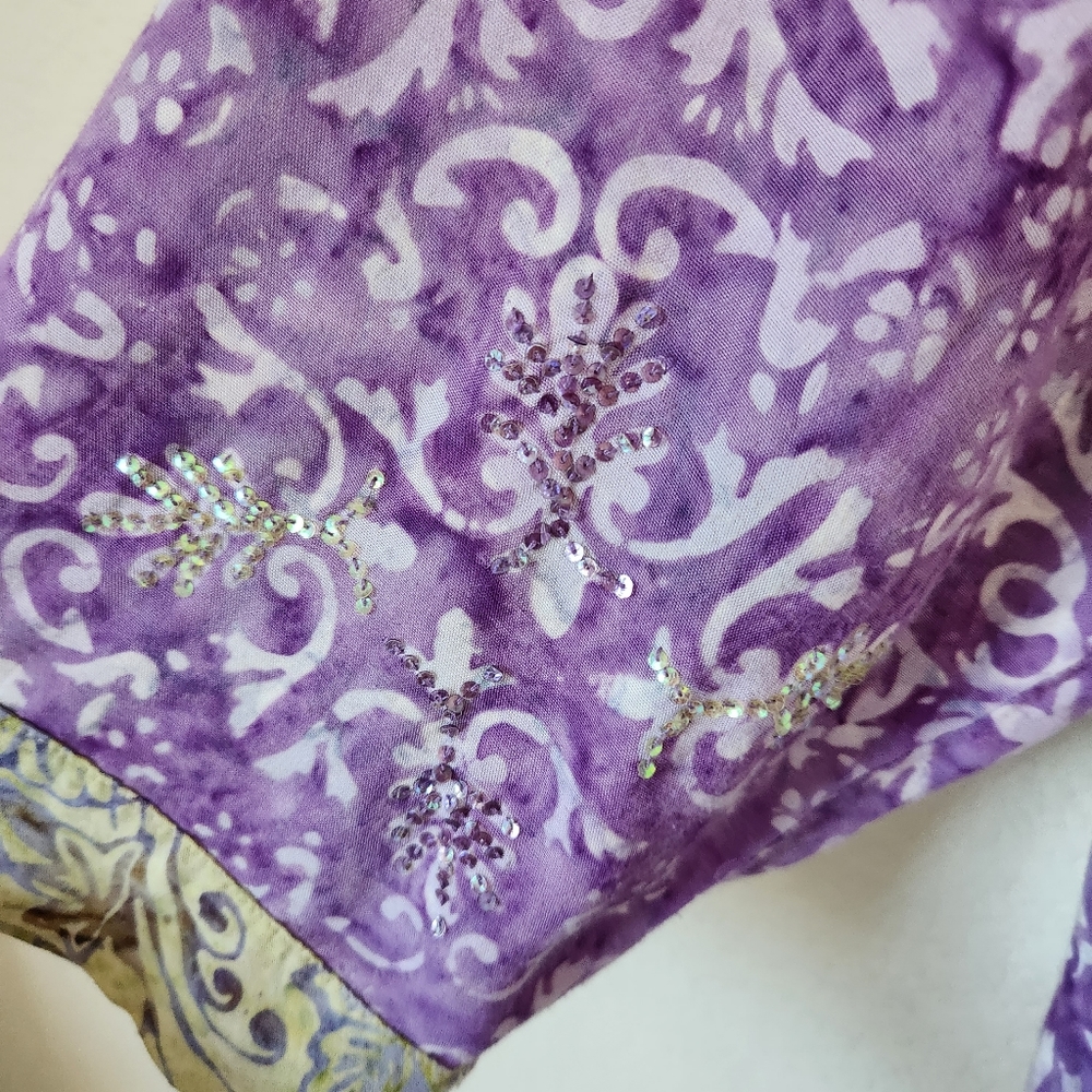 Frivolous by la blend Purple & Green BOHO Long Sleeve Flowy Cardigan , Size 1X - Picture 3 of 6
